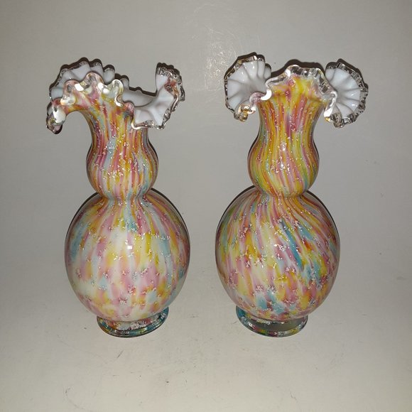 Unique Vintage Other - Antique Bohemian Victorian Harrach Rainbow Vases